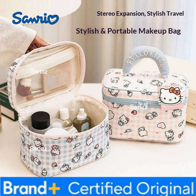 Sanrio Hello Kitty pouch Cute Women's Cosmetic Travel Bath Toiletry kit Large Capacity Handbag Portable Makeup bag H260129