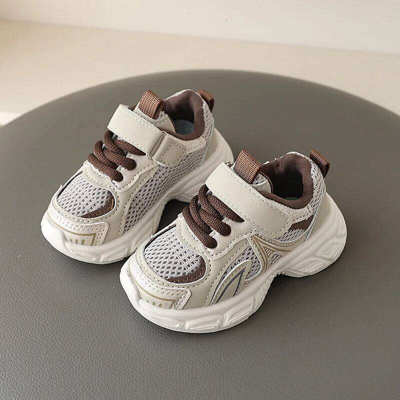 Boys Soft Breathable Mesh Toddler Sneakers 2025 Spring Autumn Kids Casual Sport Running Shoes For Boy Khaki, Gray Y260128