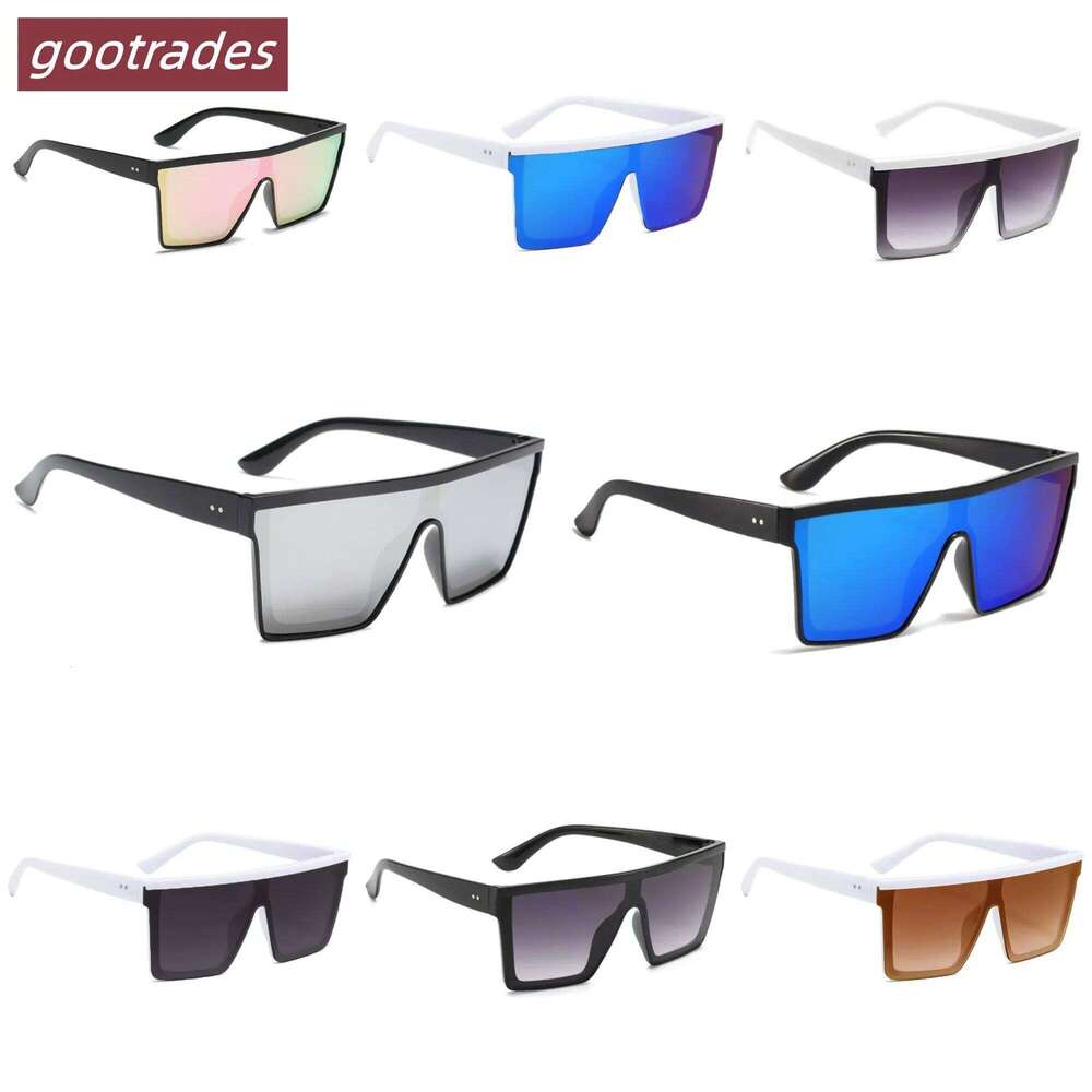 Flat Top Sunglasses Vintage Oversized Square Sun Women Men Outdoor Streetwear Glasses Anti-UV Shades Goggles H260129