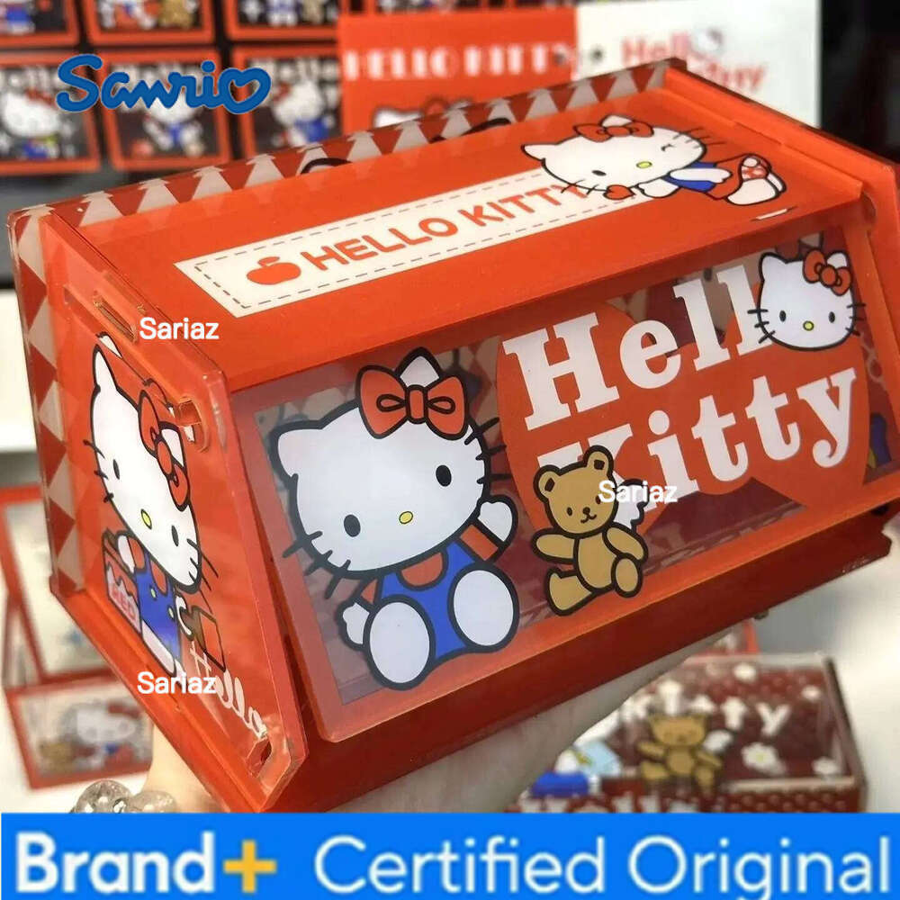 Sanrio Anime Hello Kitty DIY three-layer acrylic Kawaii desktop cosmetics jewelry flip-top box cute storage rack H260129