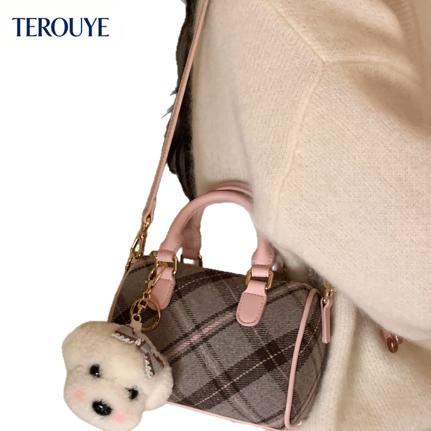 TEROUYE Korean style minimalist handbag autumn and winter new item niche design plaid luxury bag retro fashion women's shoulder bag