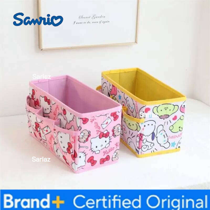 Sanrio New Kawaii Hello Kitty Box Kuromi My Melody Cinnamoroll Hangyodon Cartoon Large Capacity Foldable Desktop Storage H260129 H260129