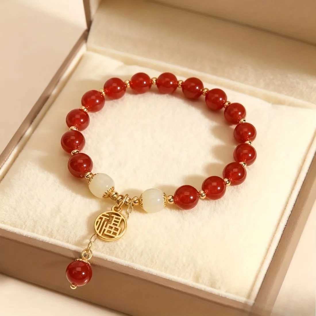 Beads Jewelry Lucky Boho Ethnic Red with Crystal Gold Bracelet Perfect GiftXJ260130