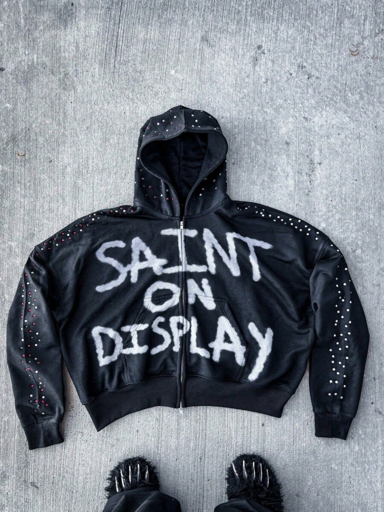 Men's Fleece-Lined Zip-Up Hoodie with Cosmic Eye Graphic Print Streetwear Style