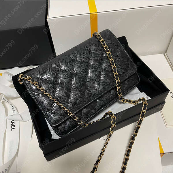 Ladies Fashion Casual Designer Luxury Woc 19CM Diamond Caviar & Sheepskin Chain Bags Crossbody Wallet Shoulder Bag Tote Handbag Top Mirror Quality AP0250 Purse Pouch