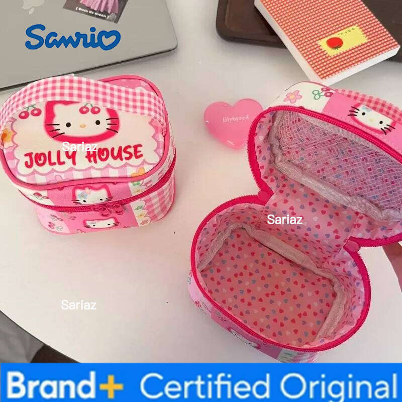 Sanrio Hello Kitty Makeup High Beauty Cute Anime Kt Large Capacity Girl Travel Handheld Cosmetics Storage Bag Kawaii Gift Wholesale H260129
