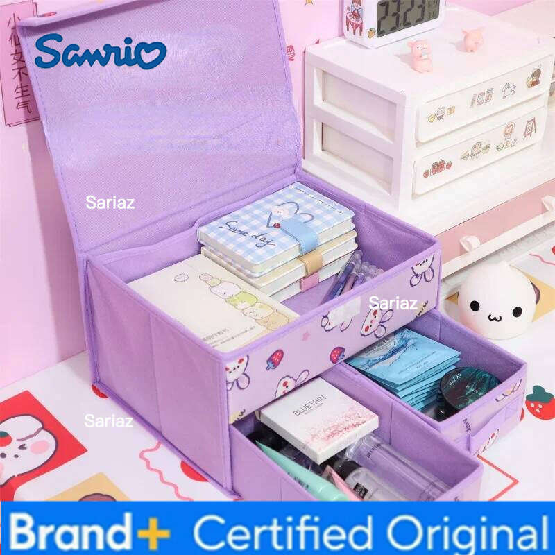 Sanrio Anime Hellokitty Storage Kawaii Kuromi My Melody Cinnamoroll Large Foldable Toy Bedroom Clothes Drawer Organizer Box H260129