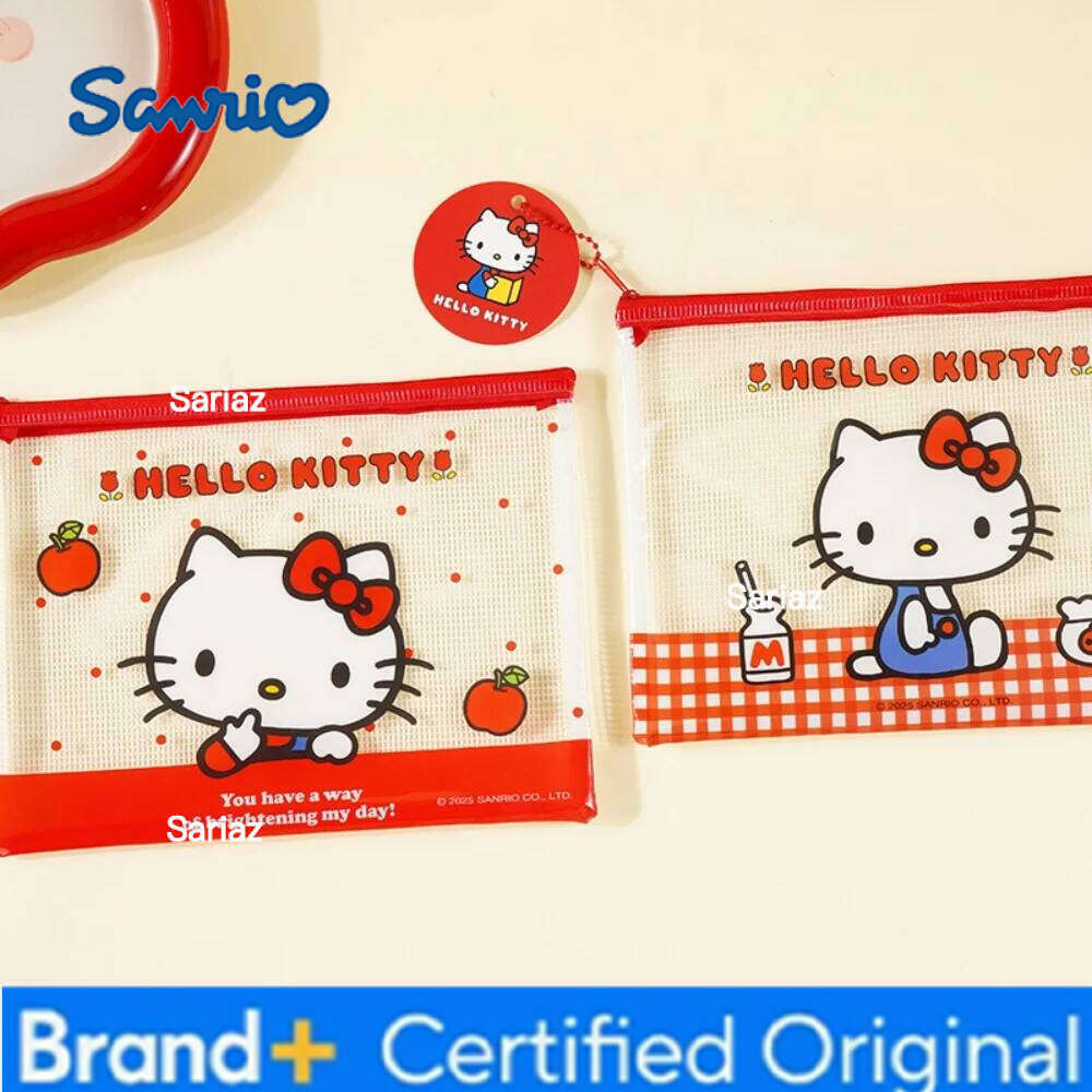 Sanrio Genuine Cartoon A5 Document Hello Kitty Information Bags Zipper Transparent Storage Bag Student Supplies Girls Gifts H260129