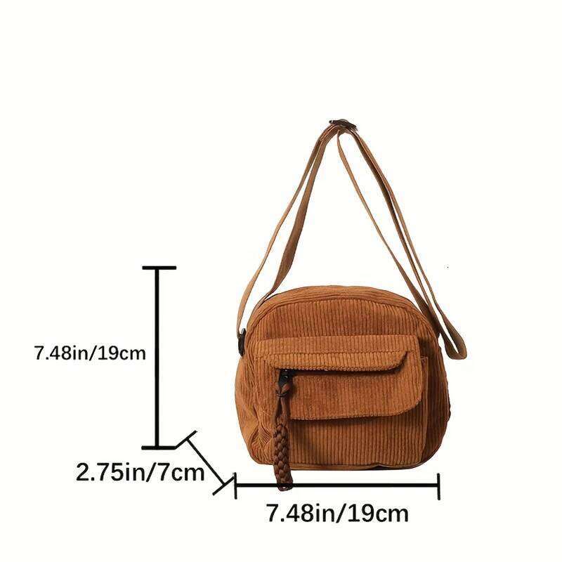 Korean Harajuku Messenger Bags Corduroy Women's Small Shoulder Teenager Girl Crossbody Bag Cute Tote Student Bolsa