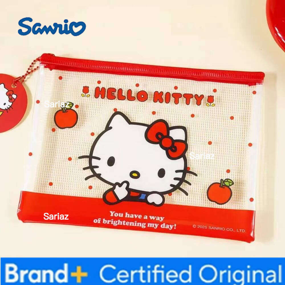 Sanrio Genuine A5 Storage Bag Cartoon Hello Kitty Transparent Waterproof Stationery Receive Bags Office Document Pouch Girl Gift H260129