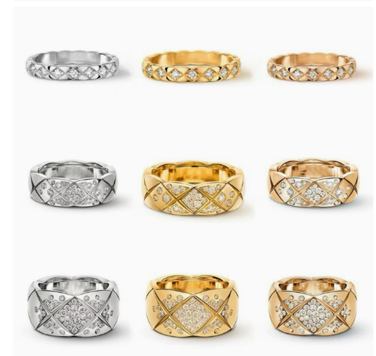 Designer Ring High Edition Diamond Ring for Women Luxury Sparkly Crystal Designer Ring Wedding JewelryDiamond set 18K gold titanium steel ring