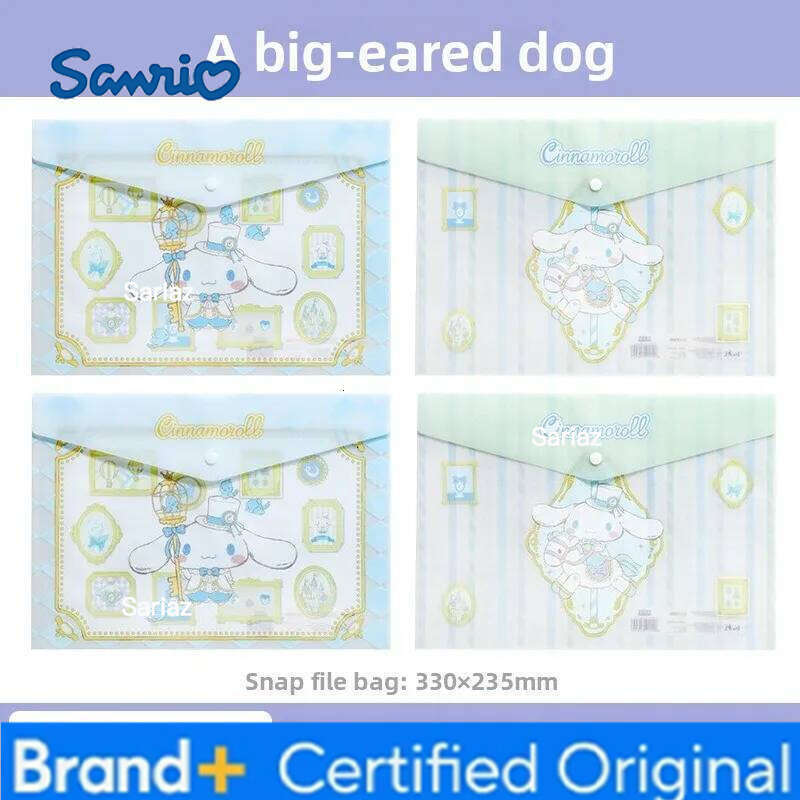 Sanrio Kuromi Cute Cartoon Snap Button A4 File Bag Exam Paper Storage Organizer Folder for School Office Document Classification H260129