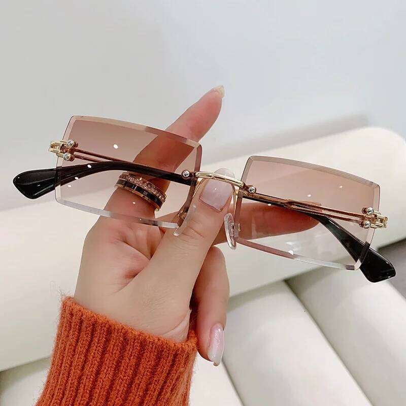 Luxury Brand Rectangle Ladies Sunglasses Rimless Square Sun Glasses for Women Men Color Gradient H260129