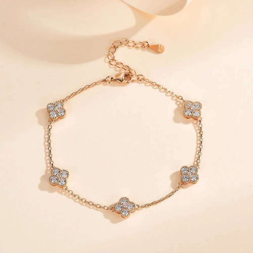S925 Colorful Flower Zircon Multi-Color Crystal Bracelet Floral Inifinity Chain Statement Jewelry For Women Party Gifts H260129