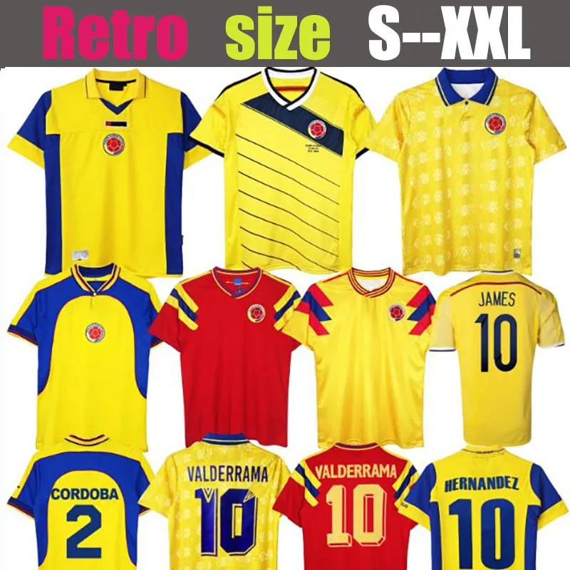 2001 1990 1994 2003 Colombia national retro soccer jerseys 2014 FALCAO VALDERRAMA CORDOBA ASPRILLA classic vintage football shirts