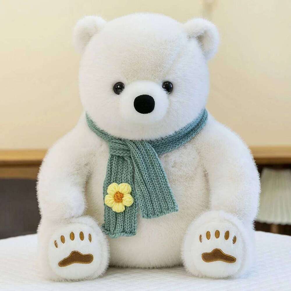 1pc 20cm/7.87inCute scarf polar bear plush holiday toy doll genuine birthday gift Y260128