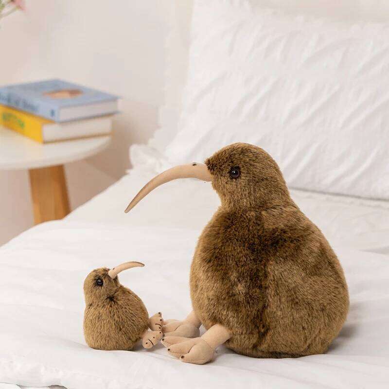 Cute Cartoon Kiwi Plush Toy Fluffy Brown Feathers Kawaii New Zealand Plushie Adorable Flightless Bird Gift for Kids Animal Y260128