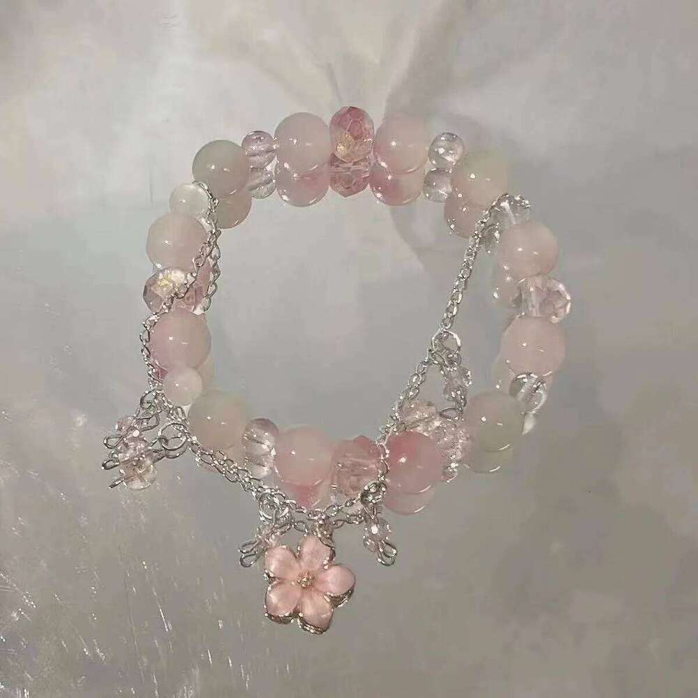 New Fashion Y2K Sweet Cherry Blossom For Women Exquisite Elegant Flower Crystal Beaded Bracelet Girl Party Jewelry Gift H260129