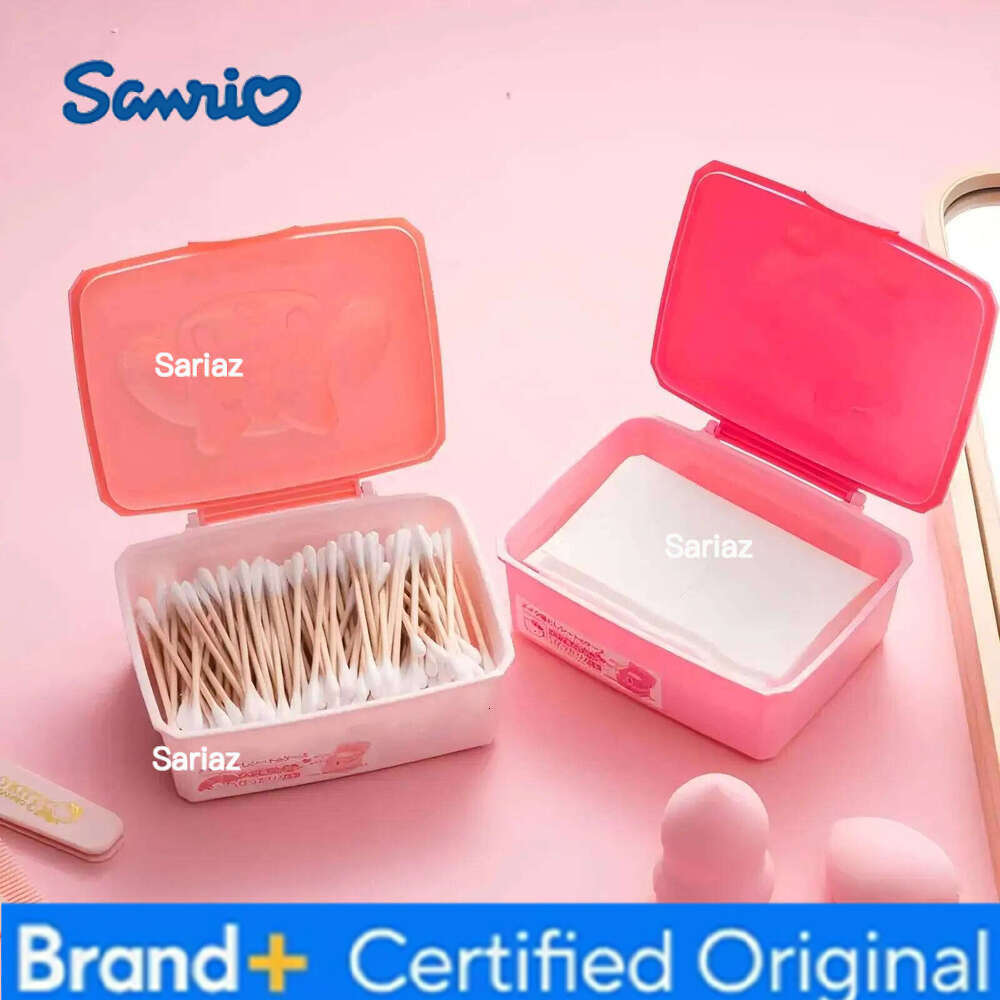 Sanrio Hello Kitty My Melody Cute Cartoon Girl Cotton Pad Cosmetics Organizer Box Student Stationery Storage Gifts H260129