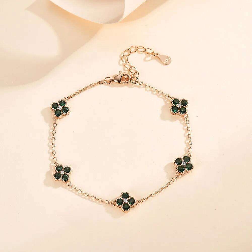 S925 Colorful Flower Zircon Multi-Color Crystal Bracelet Floral Inifinity Chain Statement Jewelry For Women Party Gifts H260129