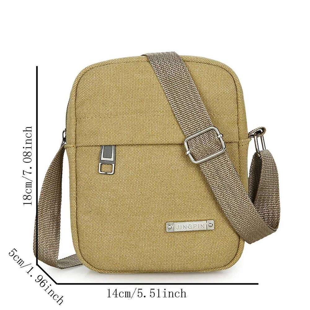Men's Casual Canvas Shoulder Bag Crossbody Phone Pouch Small Backpack Leisure Tote Handbag for Men