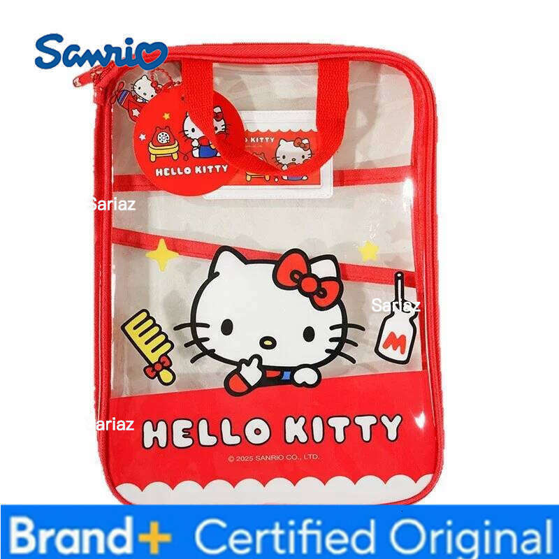 Sanrio 4pcs Anime Hello Kitty large-capacity L-shaped A4 document Kawaii multi-layer classification thickened paper storage bag H260129