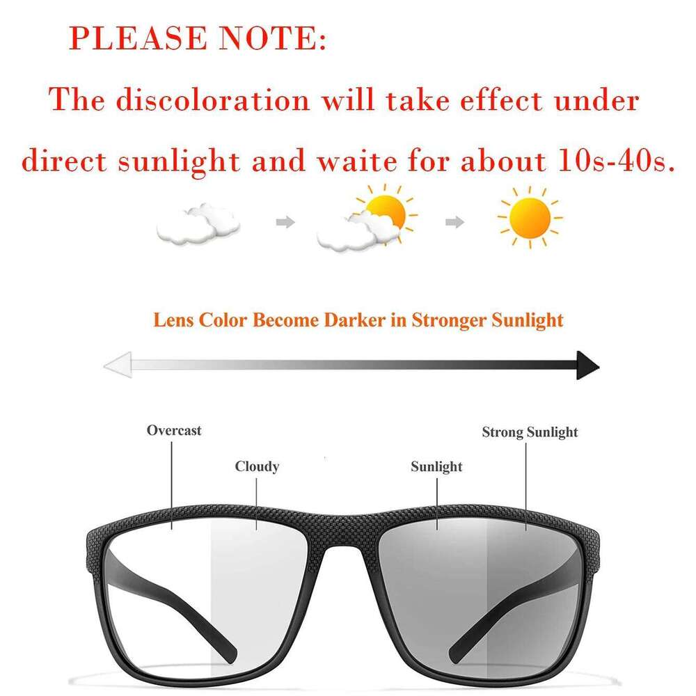 Men Women Fashion Photochromic Anti-glare Sunglasses Classic Square Driving Outdoor Sports Cycling Running Eyewear H260129