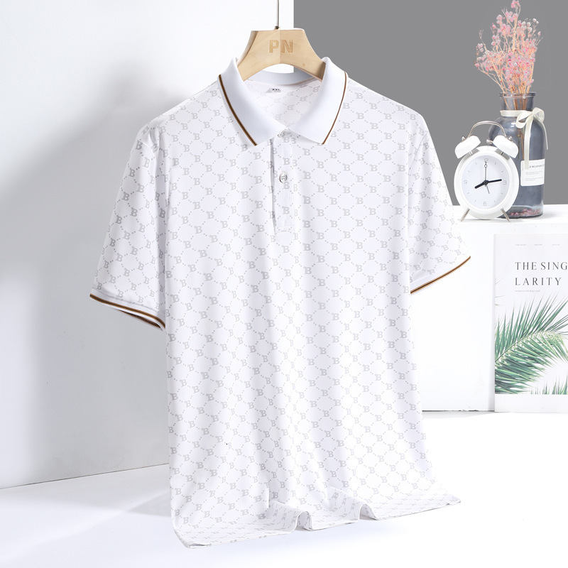 Luxury Brand Designer Clothes Men's Summer New Ice Silk Lightweight Breathable Seamless Polo Shirt Half Short Fashion Turn-Down Collar Trendy Bus