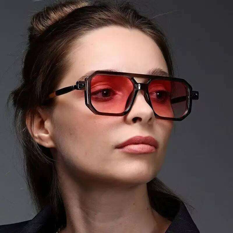 Brand Designer Square Sunglasses Women Men Shades Sun Female Fashion Rectangle Rivet Glasses Oculos De Sol H260129