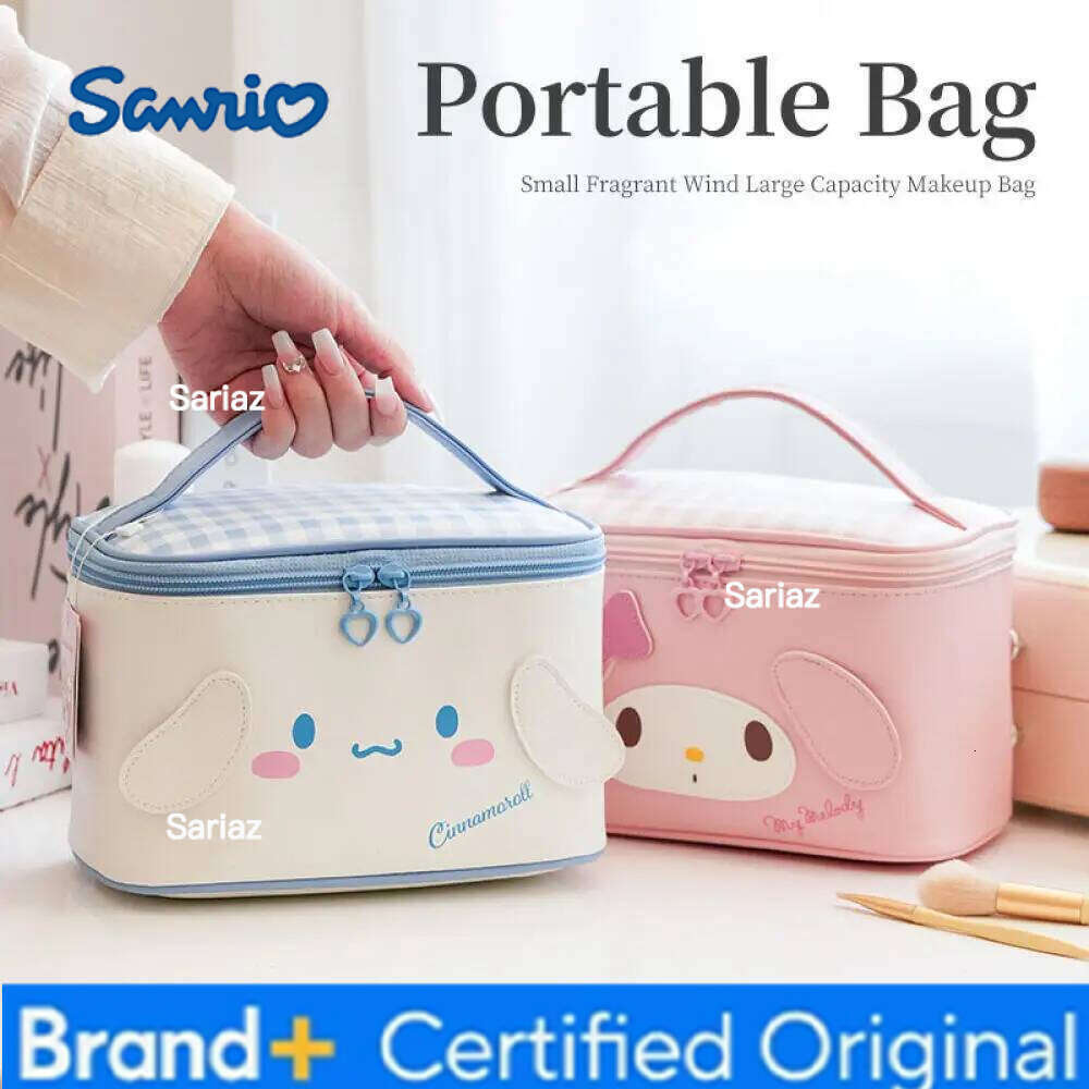 Sanrio Hand-held Cinnamoroll Hello Kitty Kuromi Cartoon Large-capacity Portable Cosmetic Bag Travel Storage Bags H260129