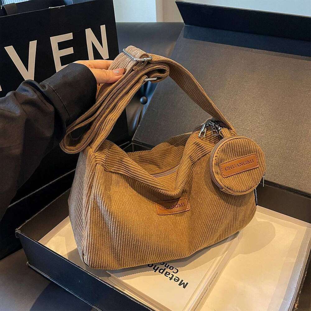 Corduroy Casual Large-Capacity Student Women's Japanese Versatile Crossbody Commuting Shoulder Bag