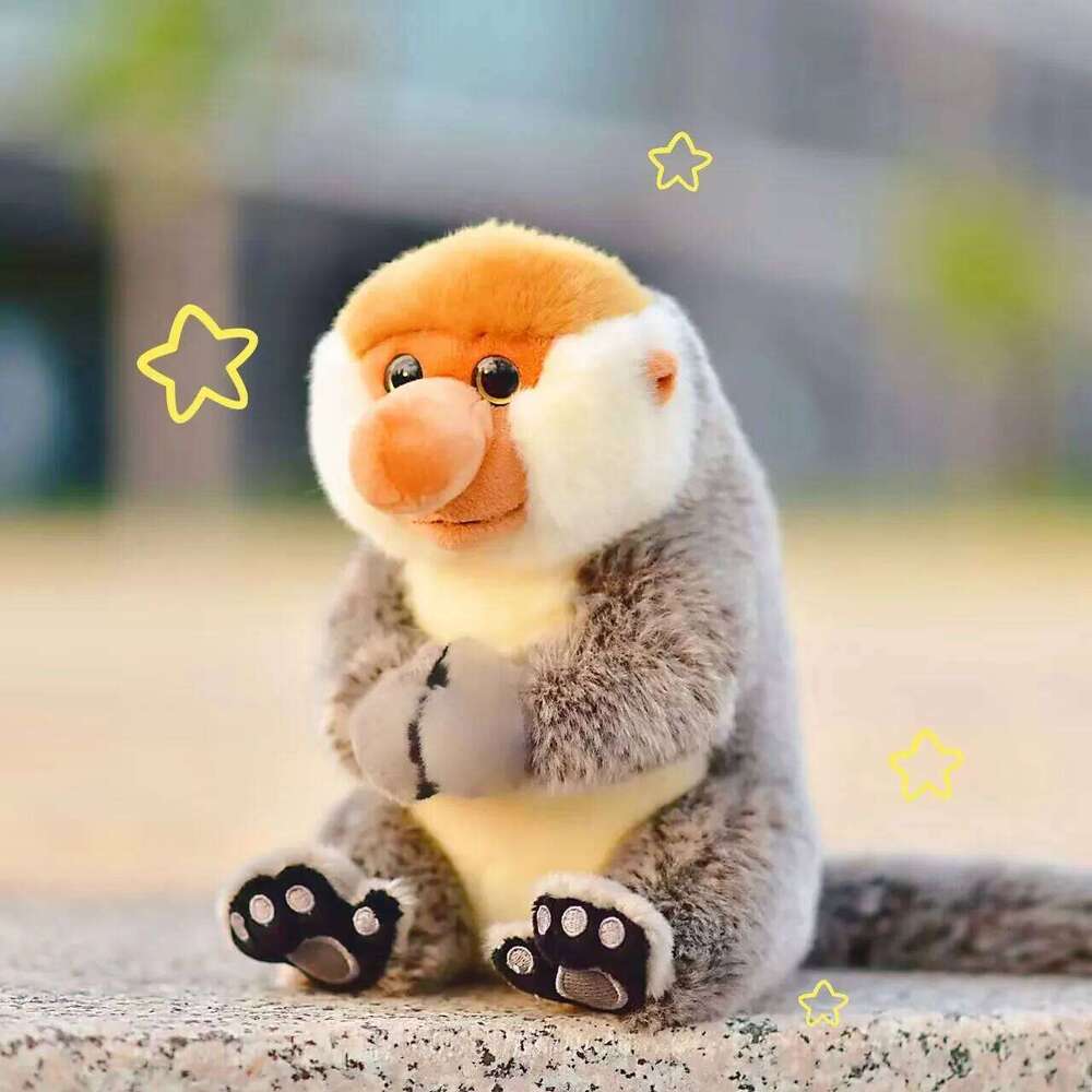 22cm Cute Proboscis Monkey Plush Long-Nose Stuffed Ultra-Soft Rare Jungle Toy for Kids Animal Lovers Birthday Gift Decor Y260128