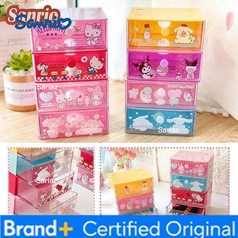 Sanrio Hello Kitty Storage Cartoon Cosmetic Jewelry Lipstick Stationery Desktop Organizer Plastic Drawer Box Office Supplies H260129