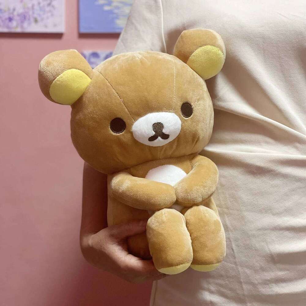 Japanese Cute Relaxed Couple Rilakkuma Peluches Sitting Posture Plush Toy Hugging Legs Teddy Bear Plushies Doll Gift Y260128