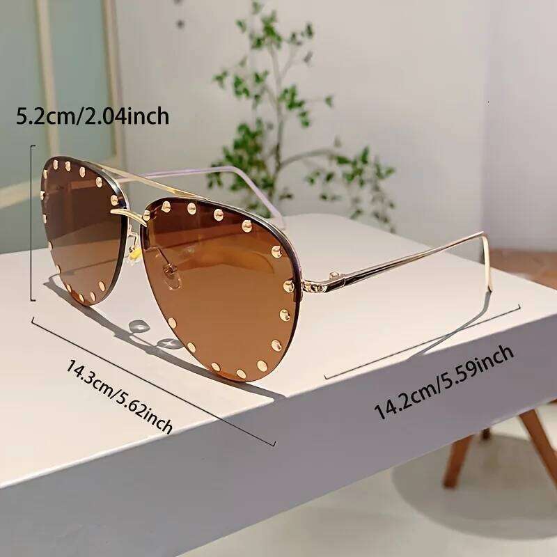 2025 Diamond Rhinestone Sunglasses Ladies Fashion Gradient Metal Pilot Rimless Eyeware Outdoor Sunscreen Sun Glasses Shades H260129