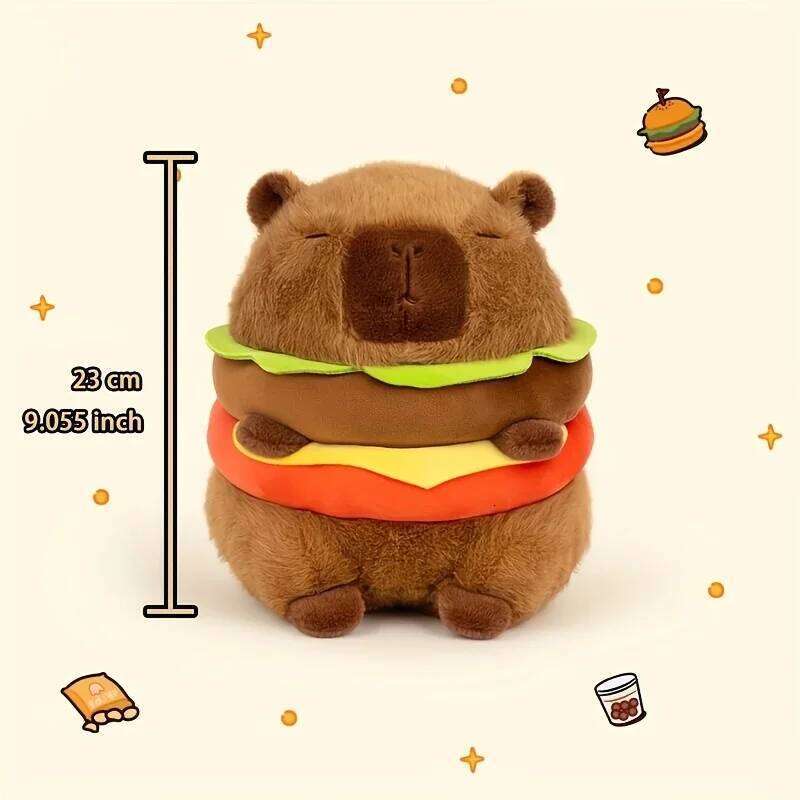 Hamburger Capybara Plush Toy - Stuffed Animal with Realistic Burger,Birthday Gifts girls and boys, Girls for Kids Y260128