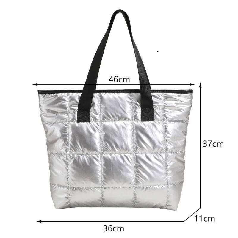 New Fashion Large Tote Padded Handbags Autumn Quilted Women Shoulder Bags Luxury PU Down Cotton Thread Crossbody Winter Bag XJ260129