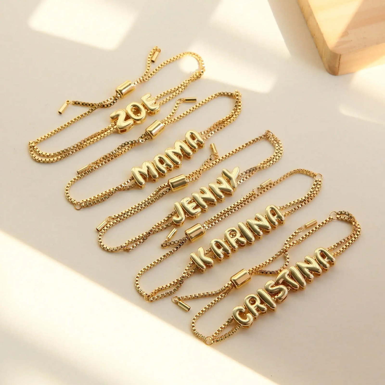 Customize Name Bracelet Mini Bubble Letter Bracelet Handmade DIY Name Bracelet For Women Gold Plated Pendant Bracelets Jewelry 260126