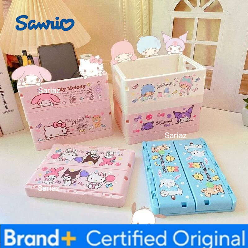 Sanrio Desk Hello Kitty Basket Chibawa Foldable Stackable Cosmetic Organizer Girl's Desktop Storage Box H26012911