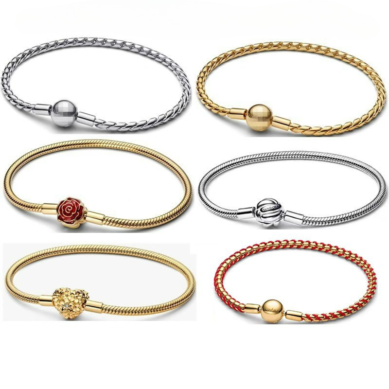 Luxury classic snake chain designer bangle bracelet for women mens unisex DIY charms flower love heart bead bangles bracelets jewelry silver gold