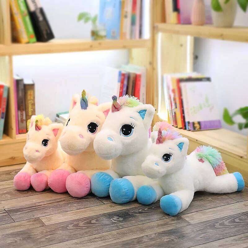 1pc 40cm/15.74in Lying Unicorn Doll Lucky Star Little Pegasus Plush Toy Hug Rainbow Horse Birthday Gift Y260128
