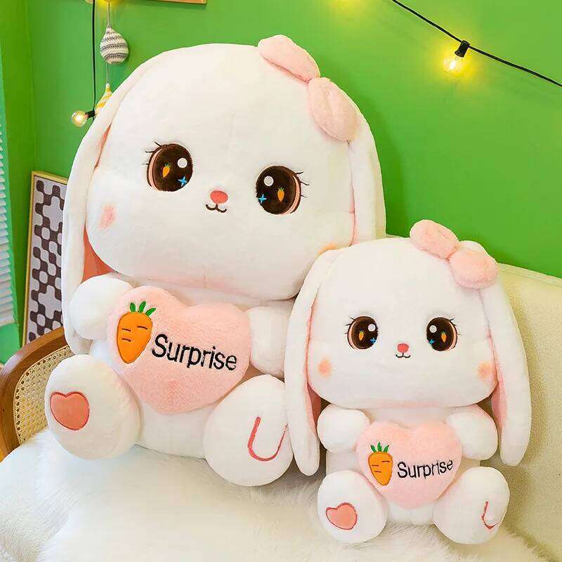 lop long ear rabbit plush toy queen size bed sleeping pillow female cute rag doll Y260128