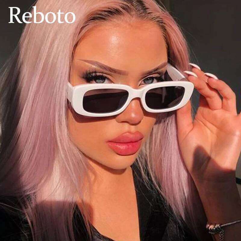 Classic White Rectangular Women's Sunglasses New Fashion Small Retro Brand Designer Square Sun Glasses Female Lady Eyeglass H260129
