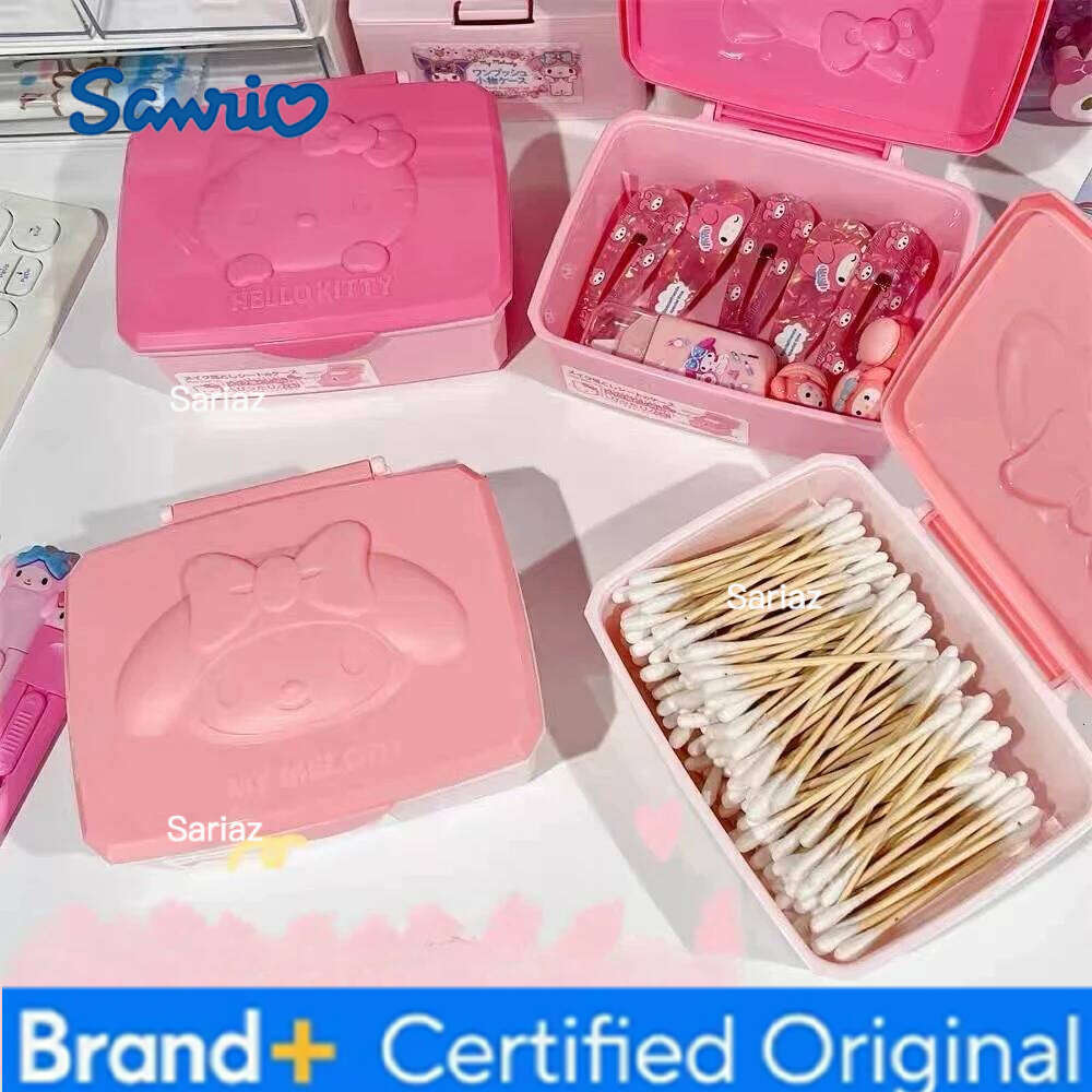 Sanrio Anime My Melody Kawaii Hello Kitty Jewelry Box Drug Swabs Storage Arrange Student Stationery Girls Gifts H260129