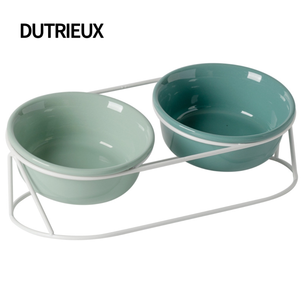 H2604 High-quality pet tableware: Nordic-style ceramic stemmed bowl with slanted rim for cats and dogs to wear.