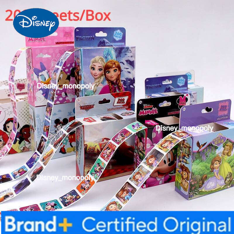 Disney 200 Sheets/Box Cartoon Pull Out Stickers Princess Frozen Mickey Mouse Minnie Sticker Girl Boy Teacher Reward Toys Gift H260129 H260129