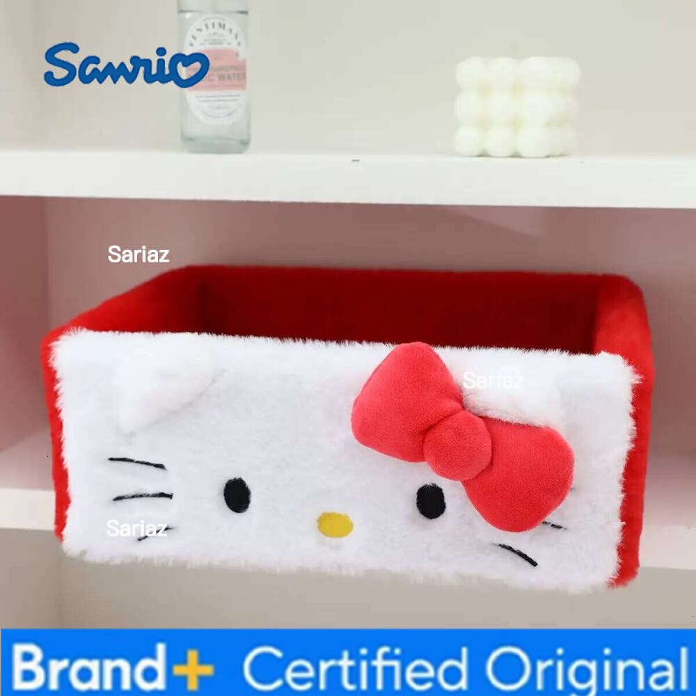 Sanrio Cartoon Hello Kitty Desktop Cosmetics Snacks Key Basket Miscellaneous Storage Box Cute H260129
