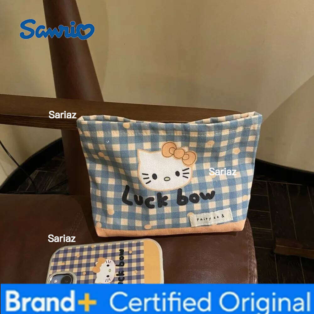 Sanrio Hello Kitty Kawaii Cartoon Student Zipper Printing Travel Clutch Cosmetics Storage Bag Canvas Wrap Toys H260129