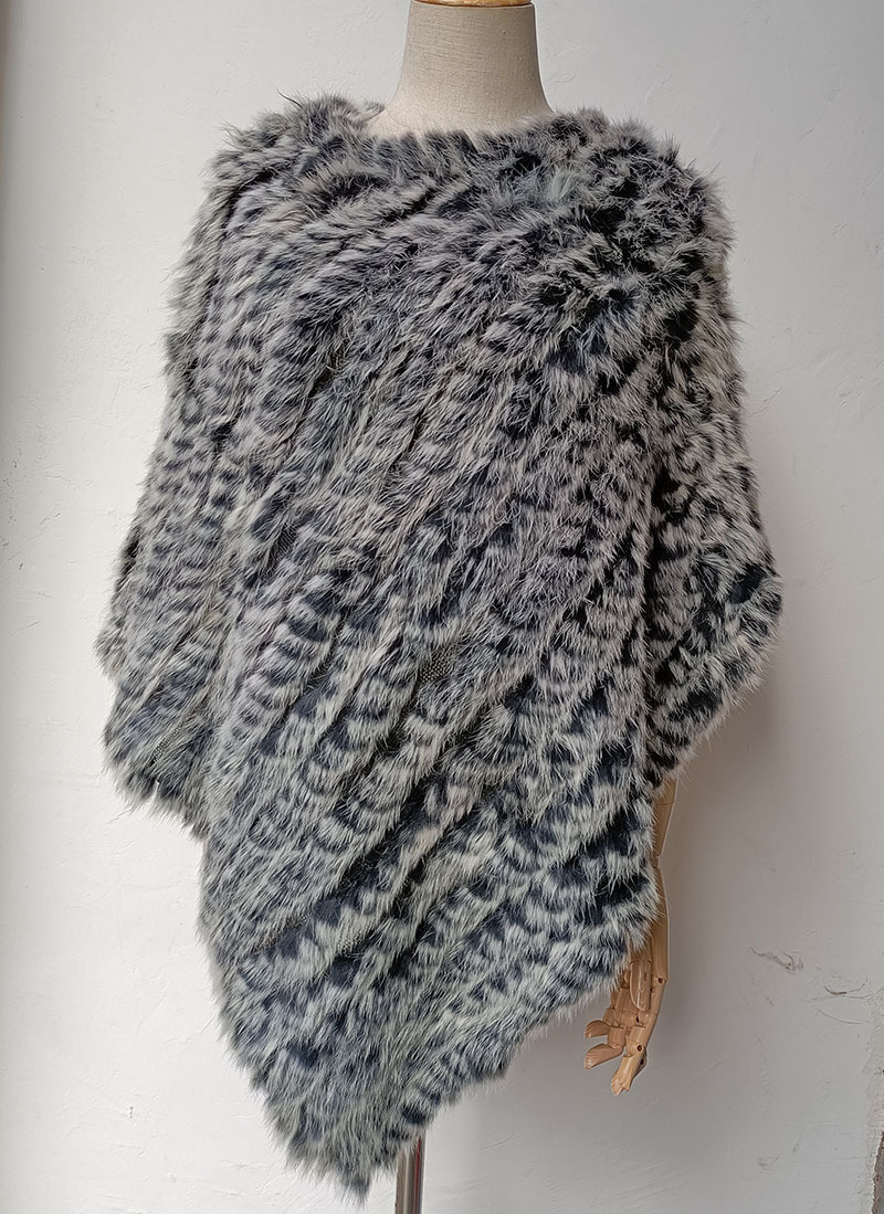 Genuine Rabbit Fur Knitted Natural Fur Poncho Fashion Wrap Coat Shawl Lady Scarf Natural Fur Wedding Party Wholesale Cape 241216