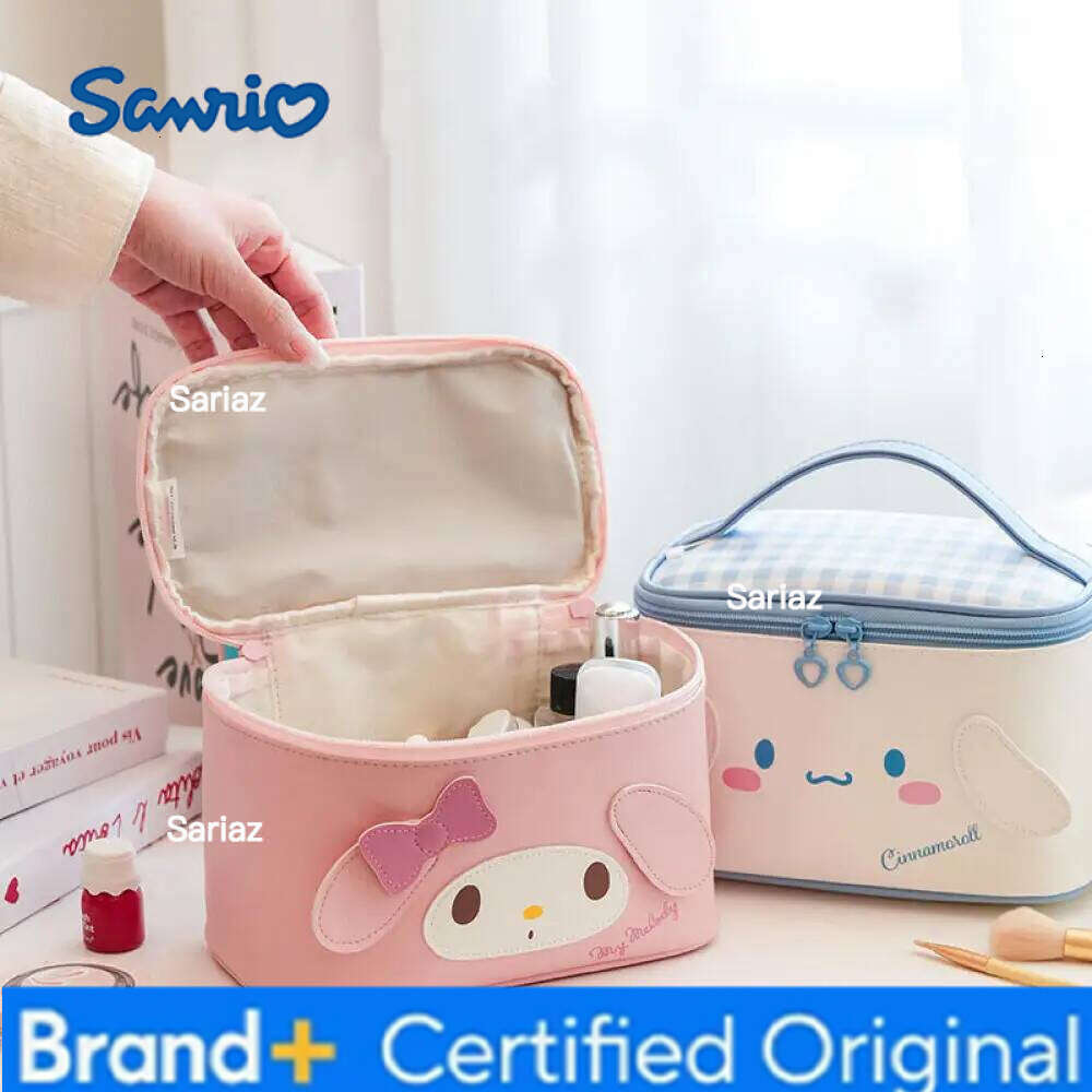 Sanrio Hand-held Cinnamoroll Hello Kitty Kuromi Cartoon Large-capacity Portable Cosmetic Bag Travel Storage Bags H260129